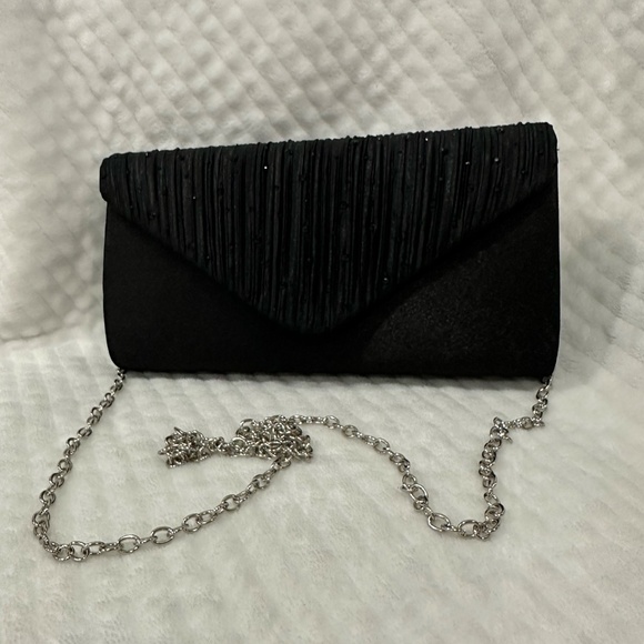 Black Clutch, Ruched Design with Rhinestones. brand new condition, never used. - Picture 2 of 7